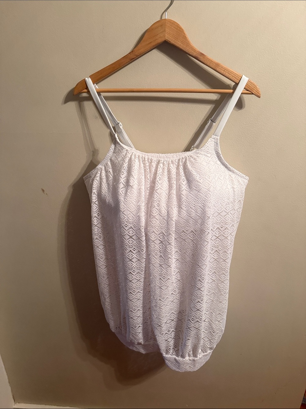 Lane Bryant White Lace Tankini with Adjustable Straps